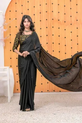 Ruby Couture - NISHA - Saree - 3 Piece - Cotton & Silk - Black