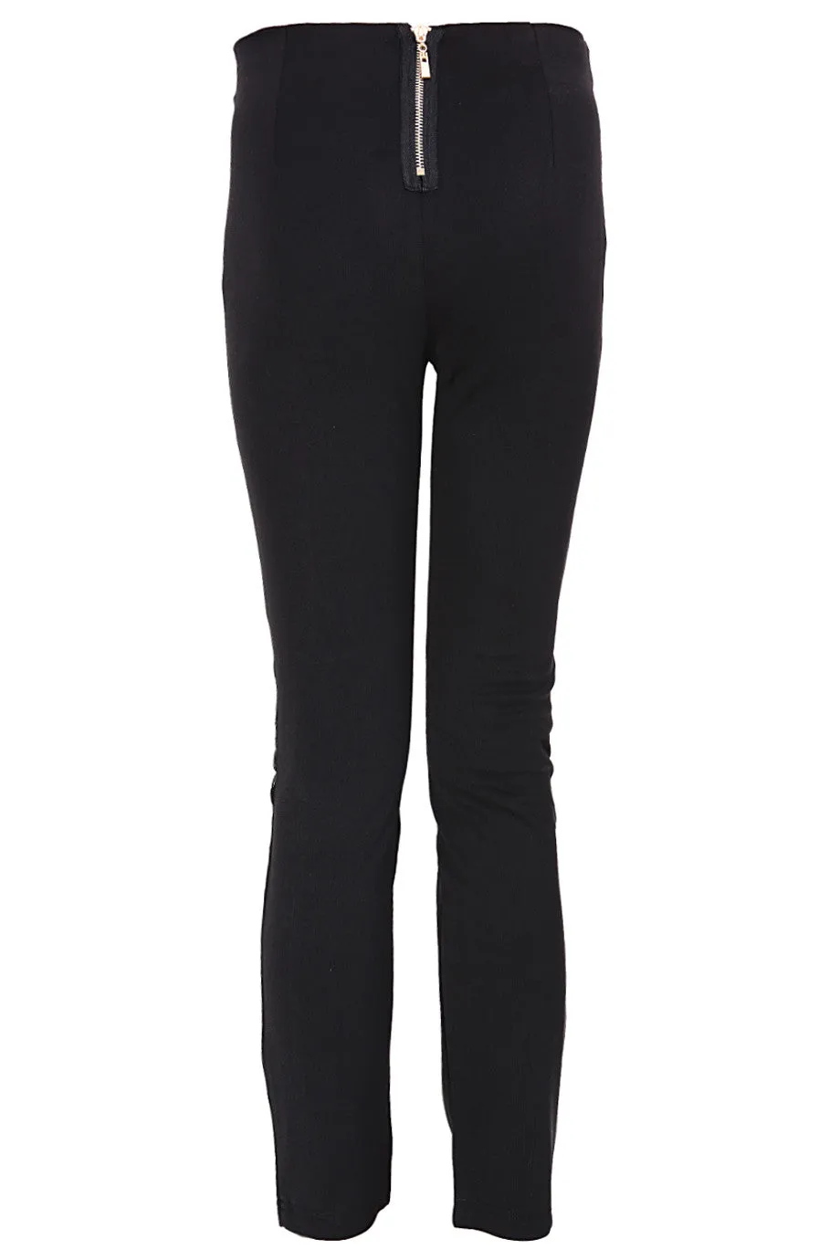 SAGE Black Pants with Leather Details