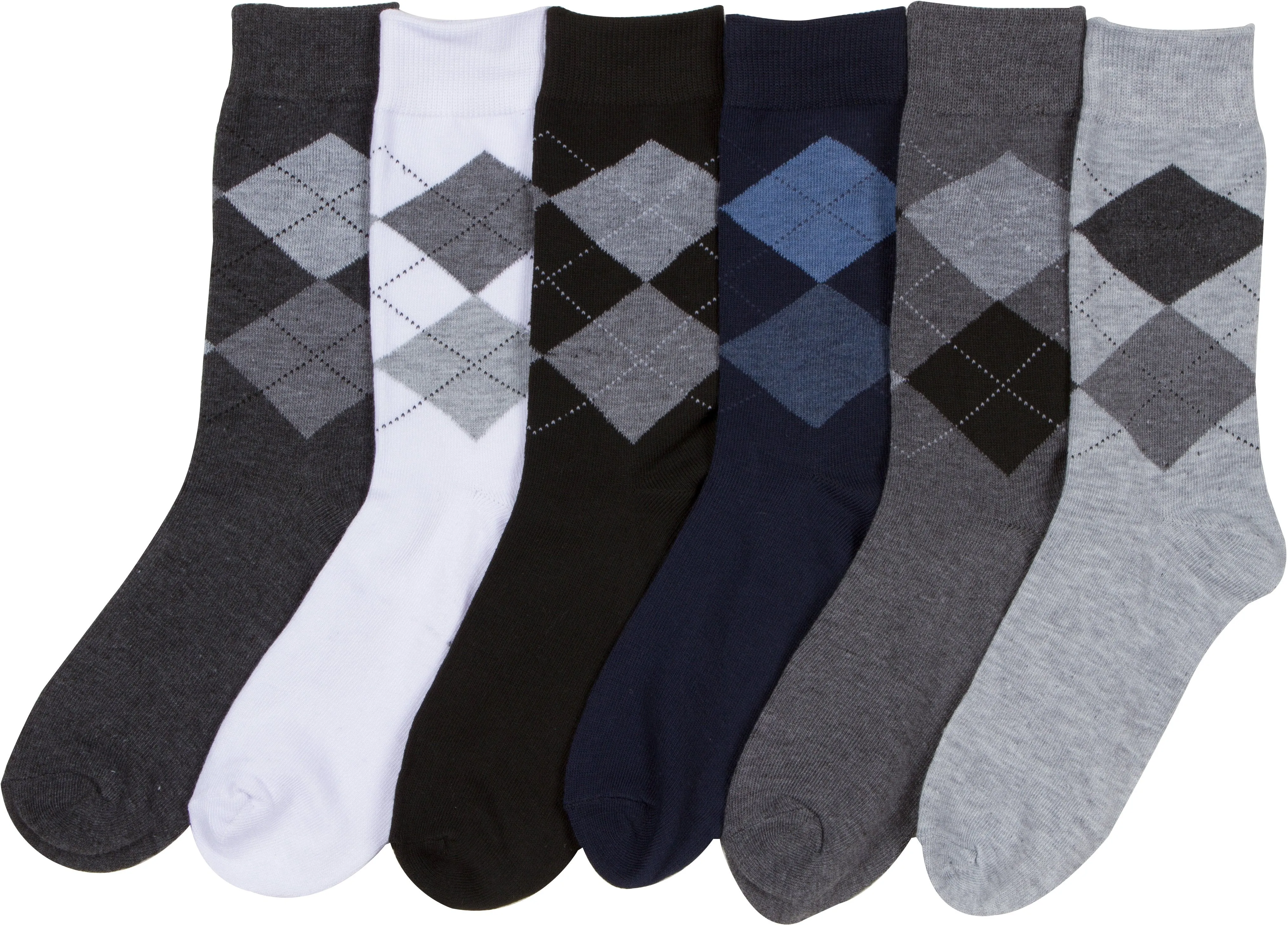 Sakkas Men's Argyle Poly Blend Crew Dress Socks Assorted 6-Pack