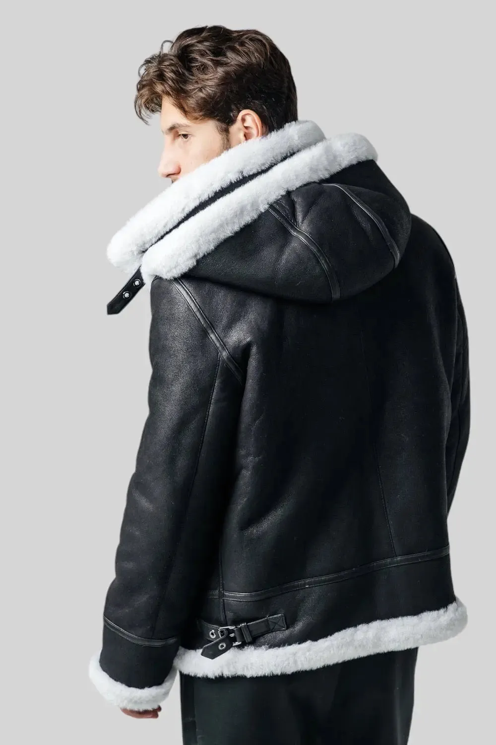 Sandro Hooded Sheepskin Jacket