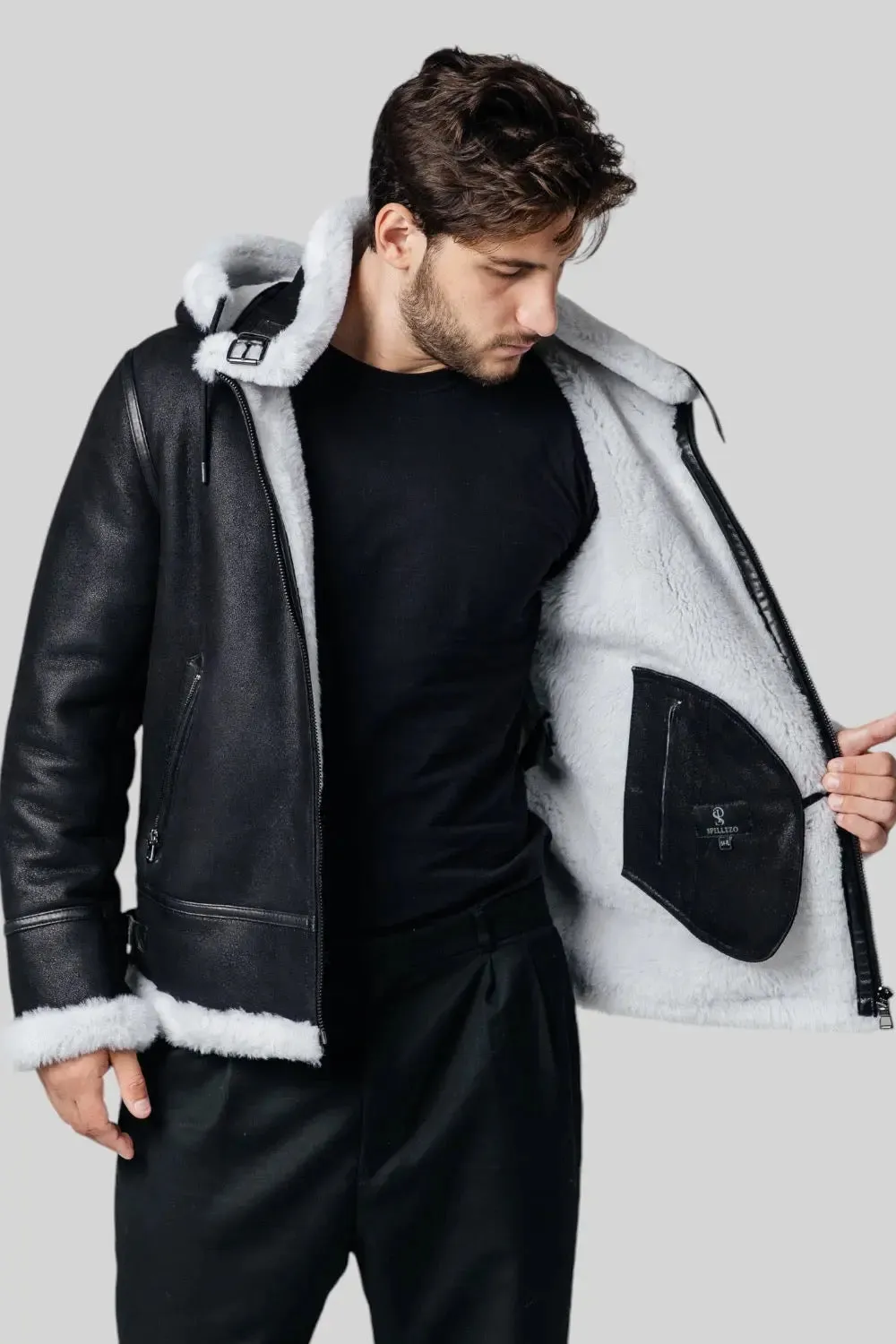 Sandro Hooded Sheepskin Jacket