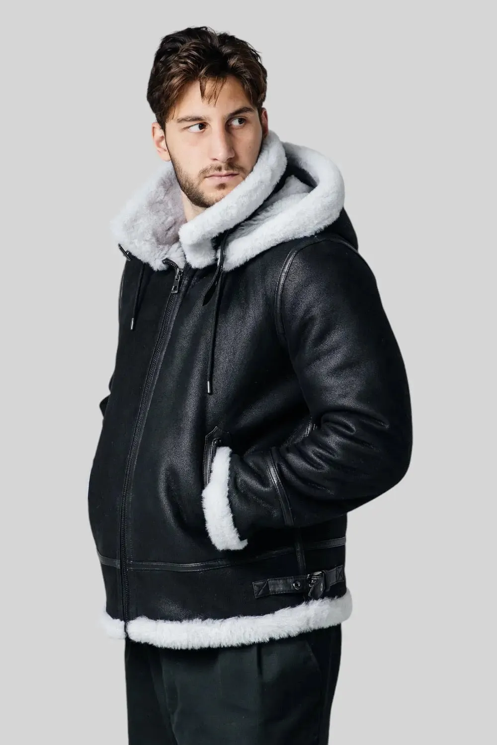 Sandro Hooded Sheepskin Jacket