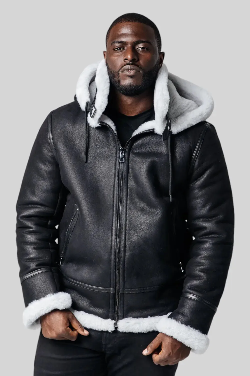 Sandro Hooded Sheepskin Jacket