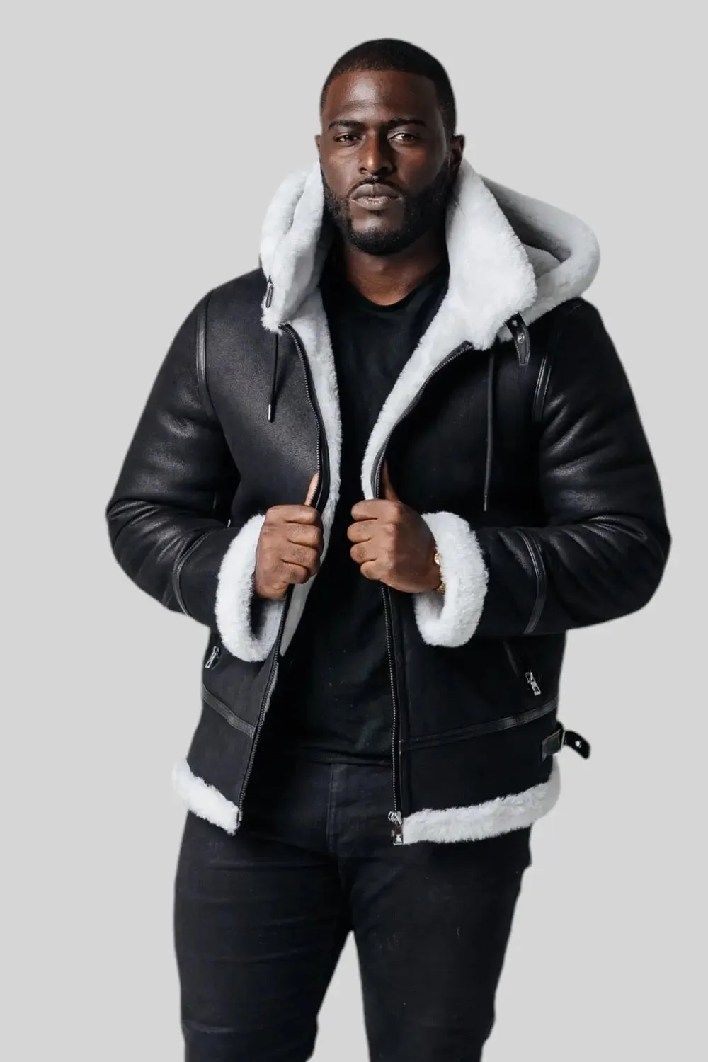 Sandro Hooded Sheepskin Jacket