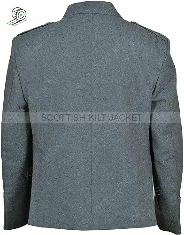 Scottish Wedding Jacket 100% Wool Light Grey Argyll Kilt Jacket & Waistcoat/Vest