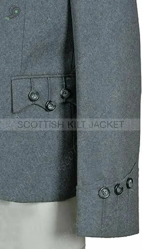 Scottish Wedding Jacket 100% Wool Light Grey Argyll Kilt Jacket & Waistcoat/Vest