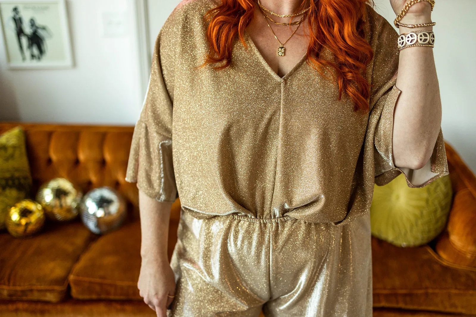 sheena rose gold romper