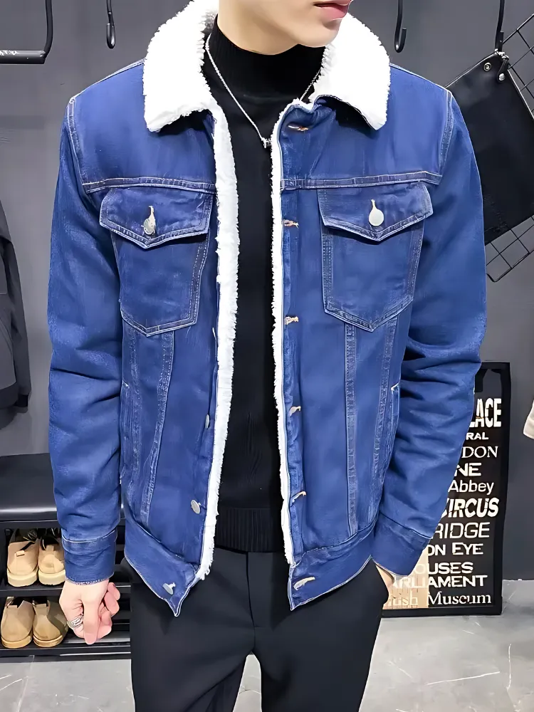 Sherpa Lined Denim Jacket Button Down