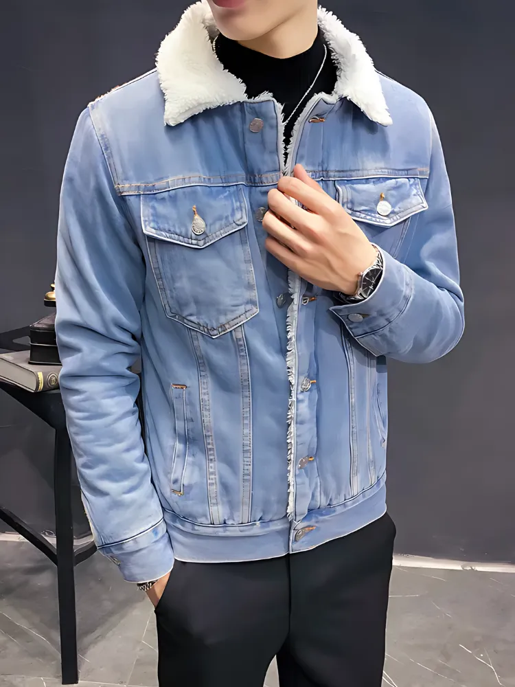 Sherpa Lined Denim Jacket Button Down