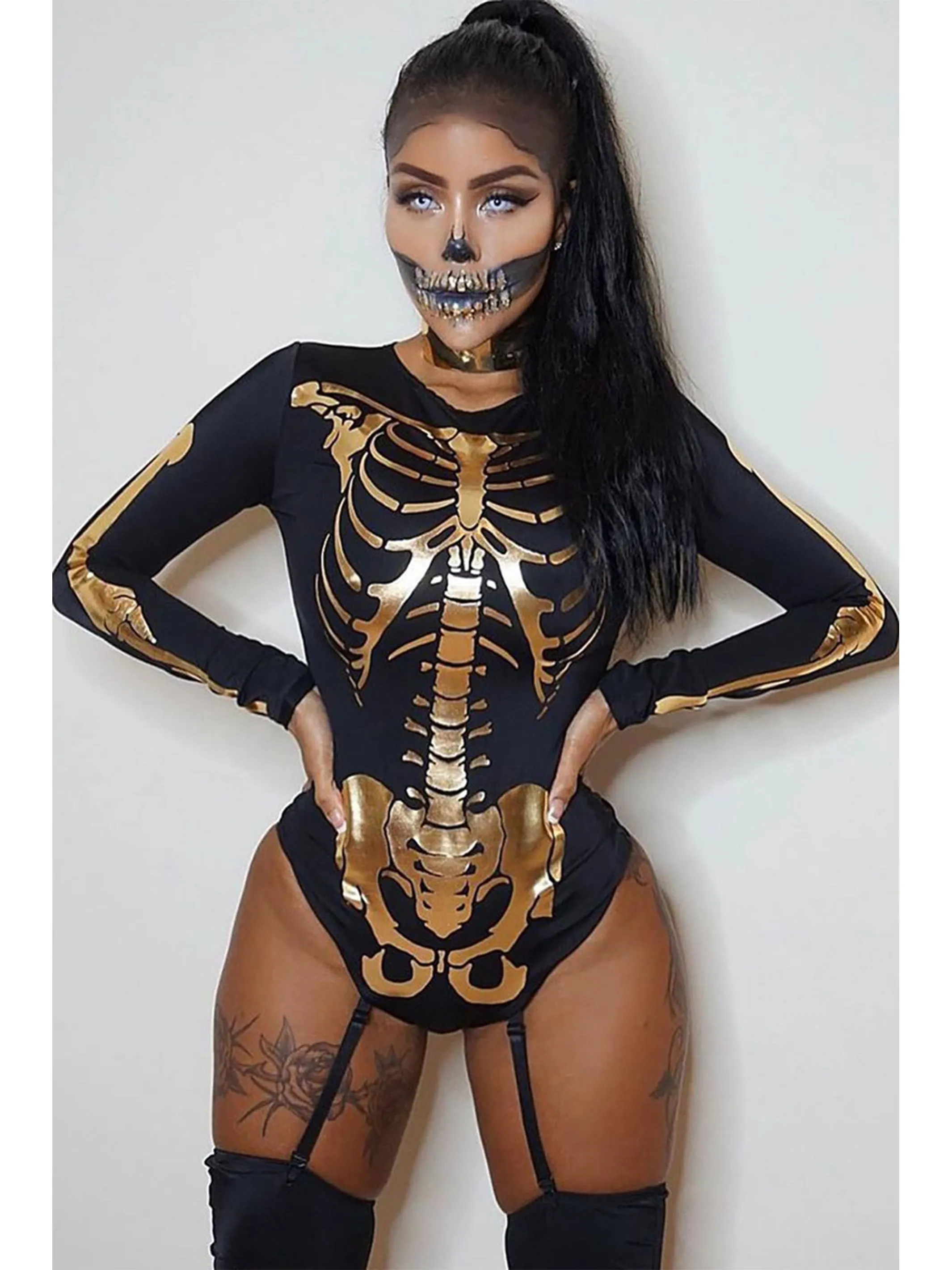 Skin and Bones Sexy Skeleton Bodysuit Halloween Costume