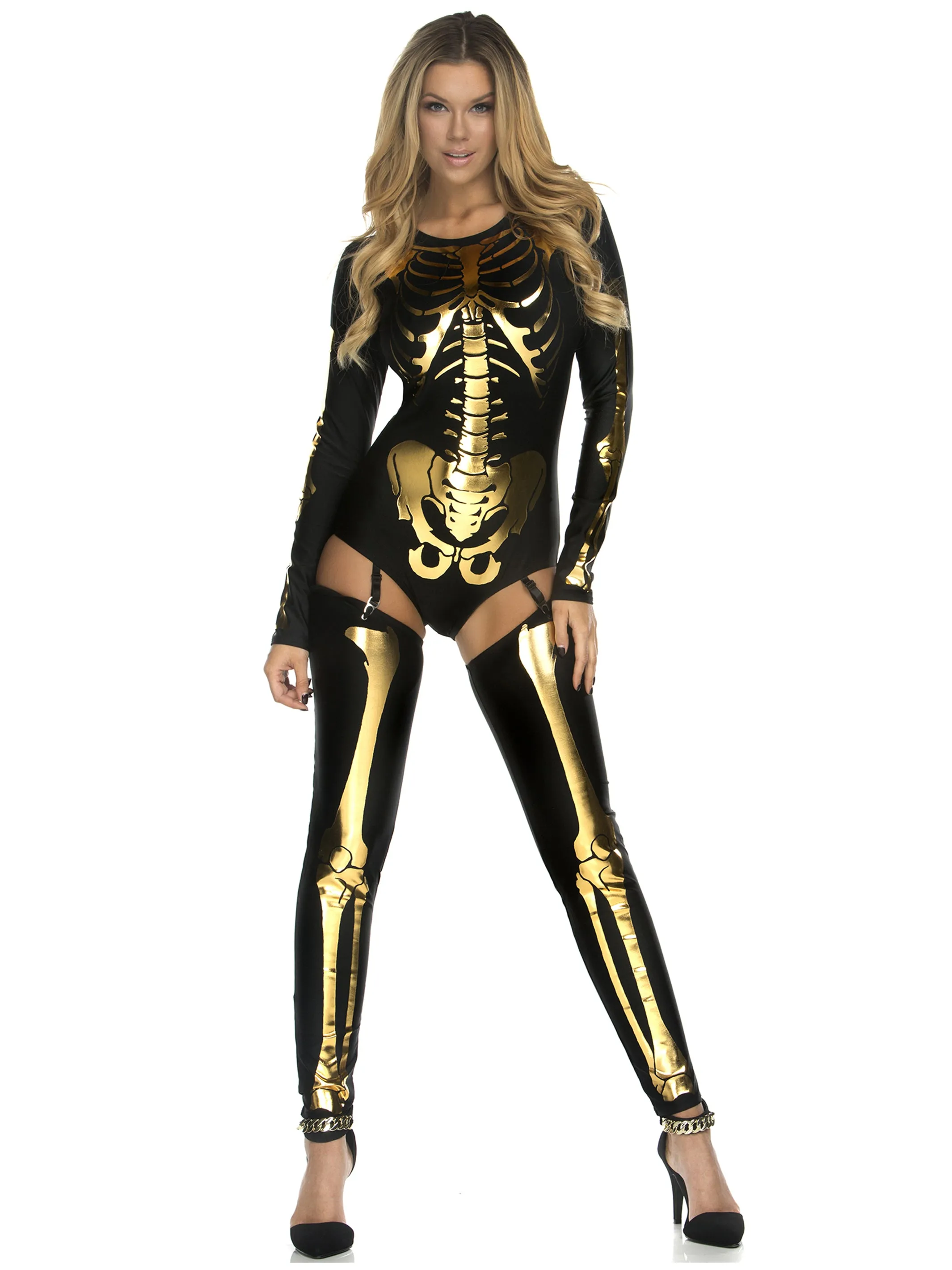 Skin and Bones Sexy Skeleton Bodysuit Halloween Costume