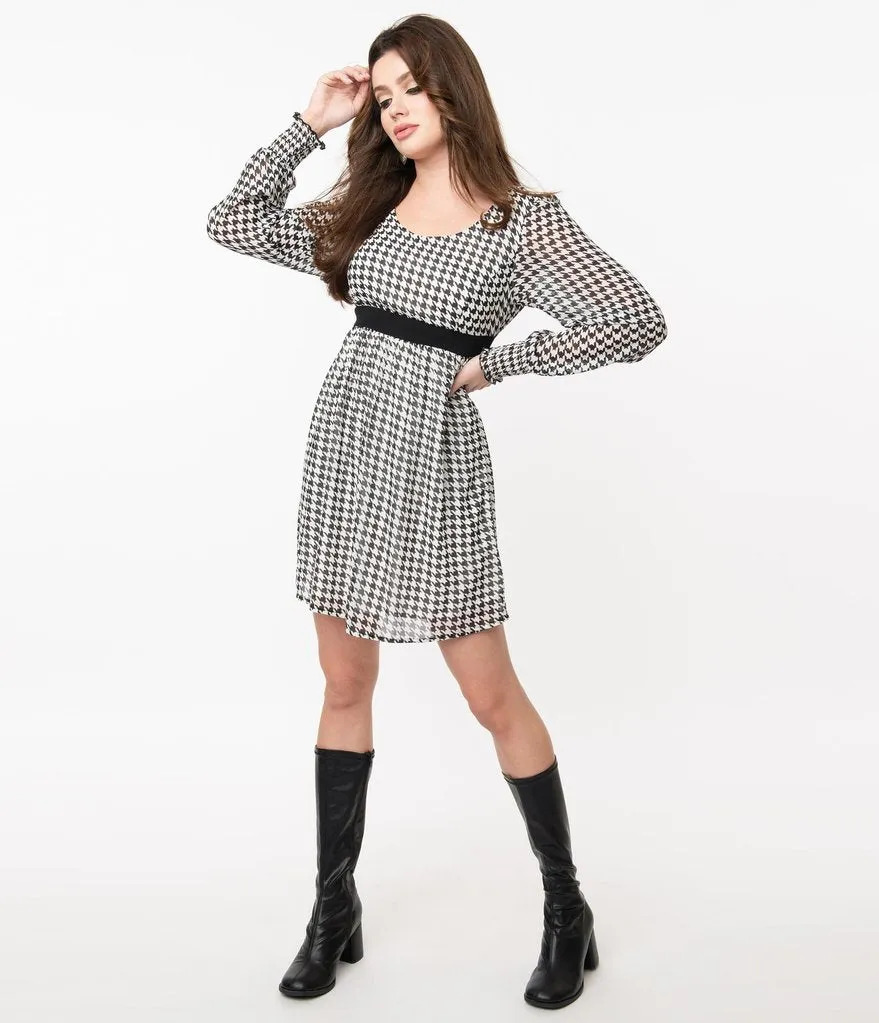 Smak Parlour Black & White Houndstooth Babe Alert Dress