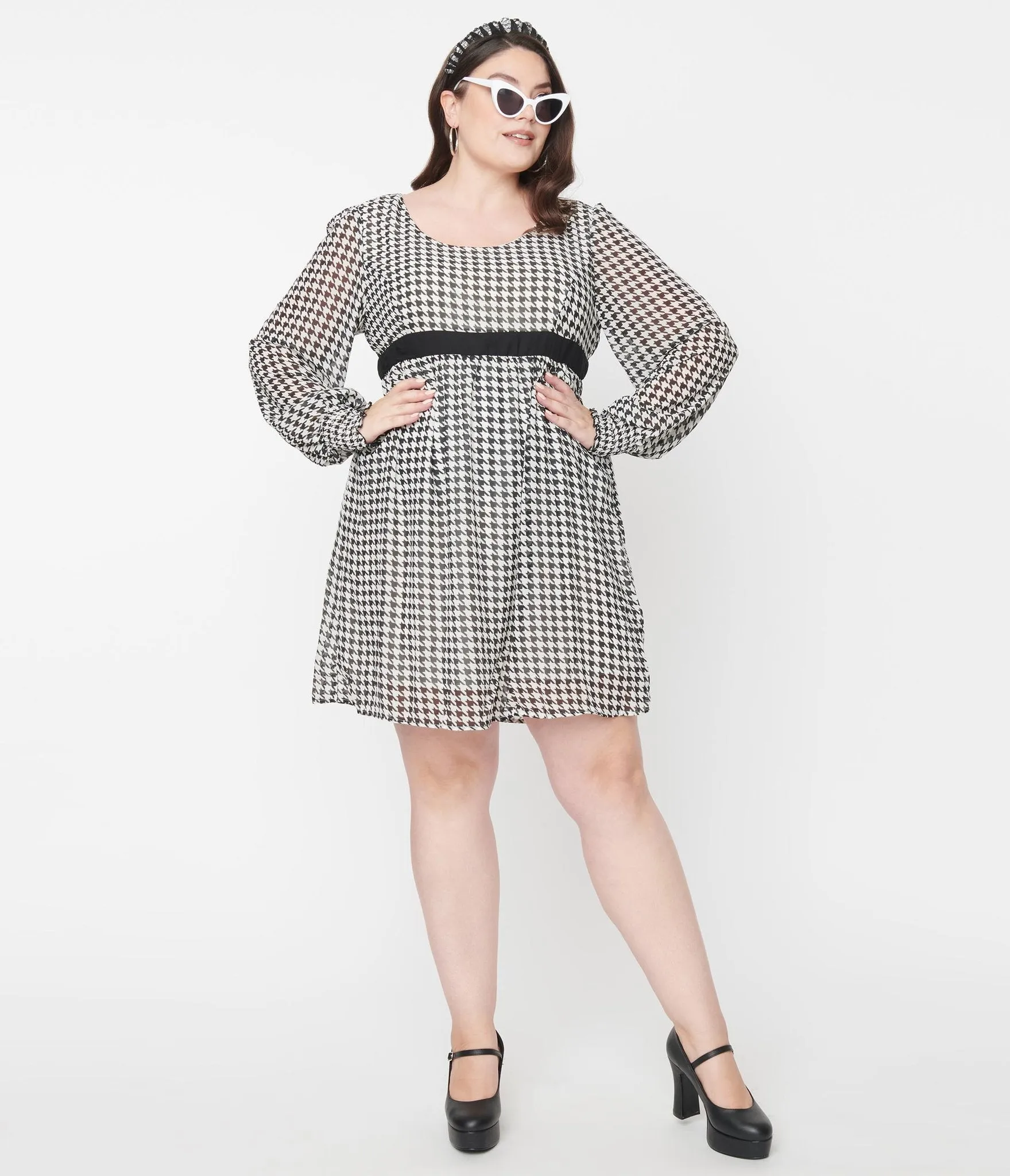 Smak Parlour Black & White Houndstooth Babe Alert Dress