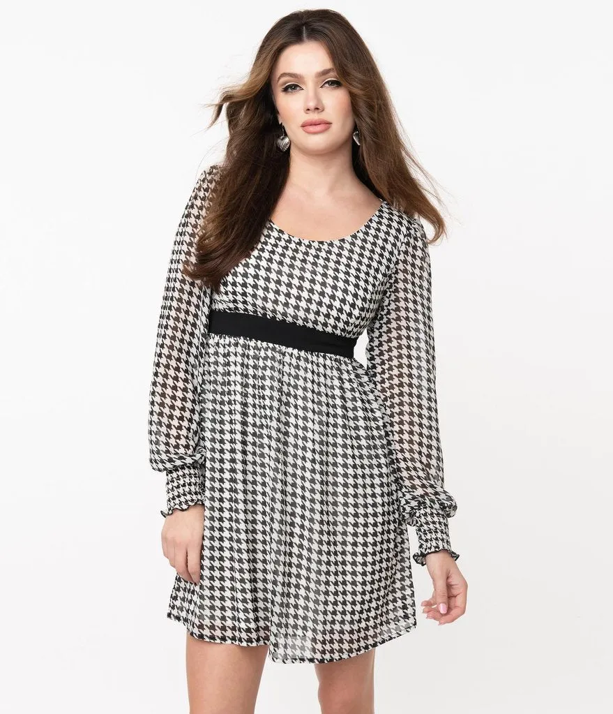 Smak Parlour Black & White Houndstooth Babe Alert Dress