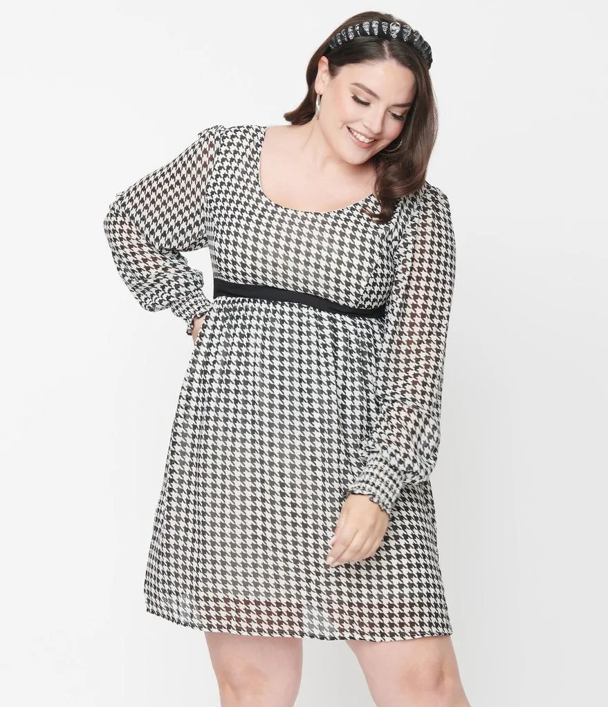 Smak Parlour Black & White Houndstooth Babe Alert Dress