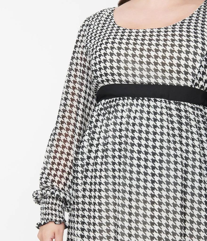 Smak Parlour Black & White Houndstooth Babe Alert Dress