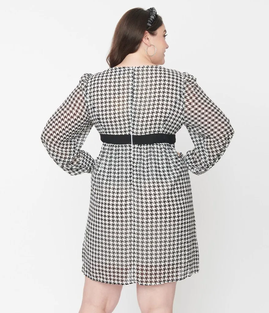 Smak Parlour Black & White Houndstooth Babe Alert Dress