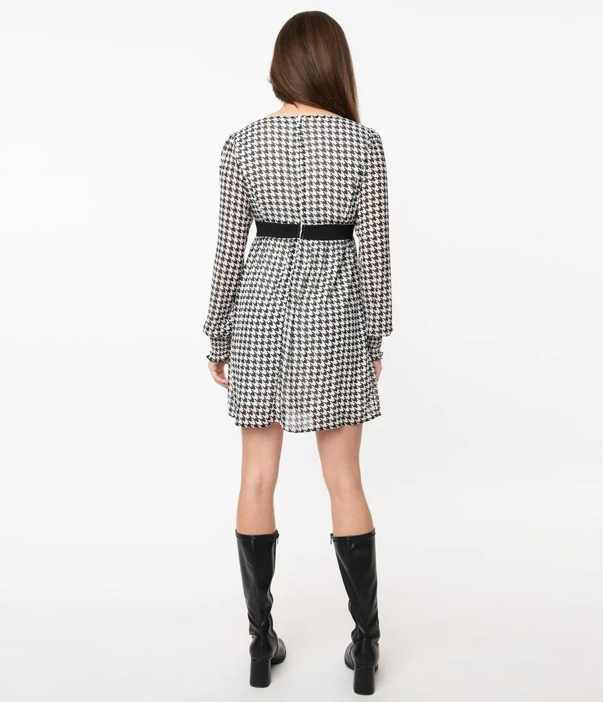 Smak Parlour Black & White Houndstooth Babe Alert Dress