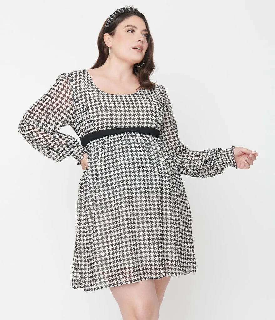 Smak Parlour Black & White Houndstooth Babe Alert Dress