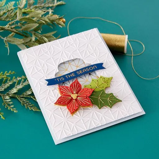 Stitched Poinsettia & Holly Etched Dies from the Christmas Collection