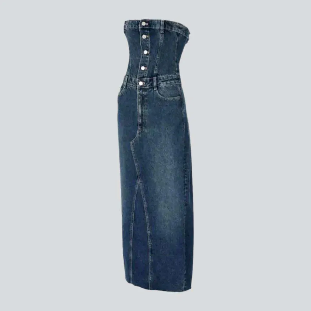 Strapless fashion denim dress