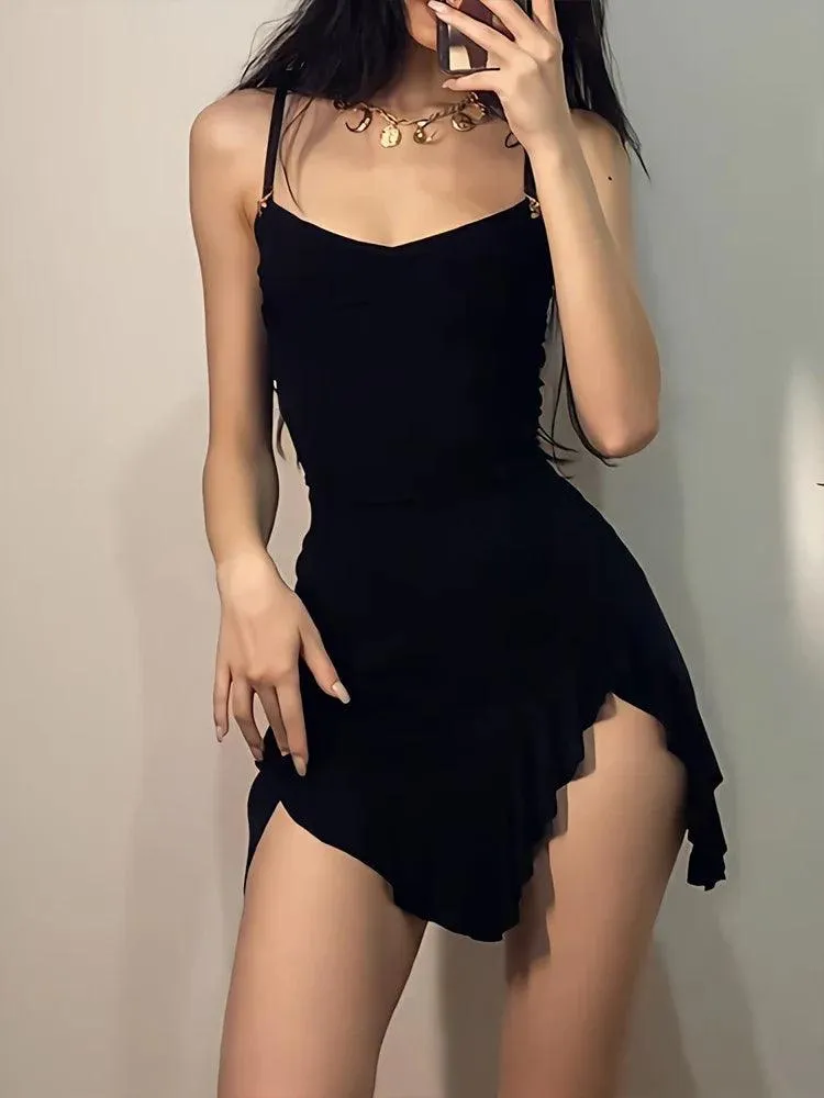 Summer Sexy Mini Dress: Sleeveless Bodycon Split Dress for Women - Club & Party Style A-LINE