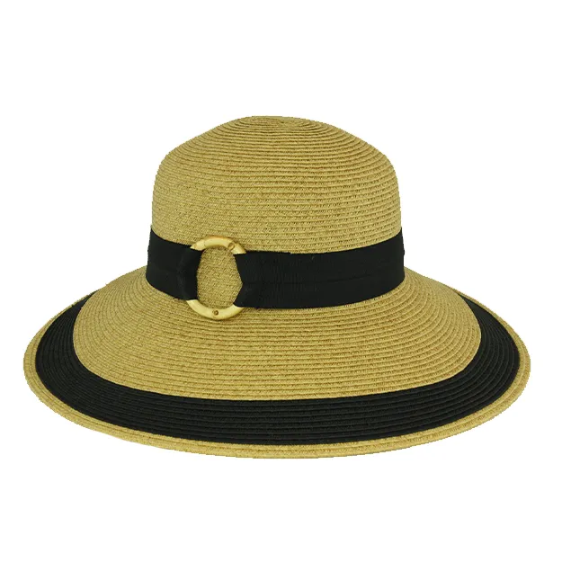 Sundaise Maggie Wide Brim Hat - Natural/Black