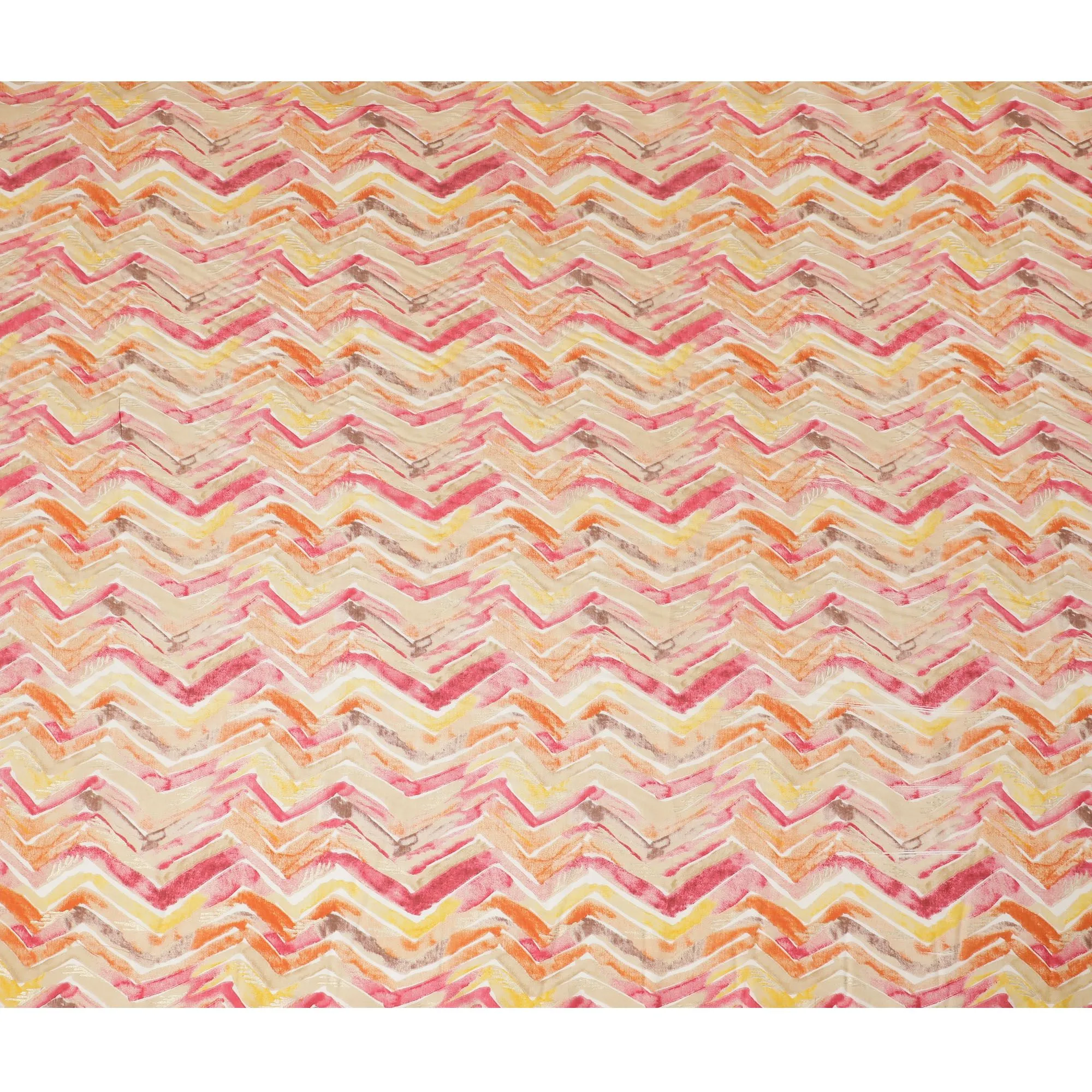 Sunset Chevron Viscose Fabric - 110cm Width, Artistic Blend, Buy Online by the Meter-D18019