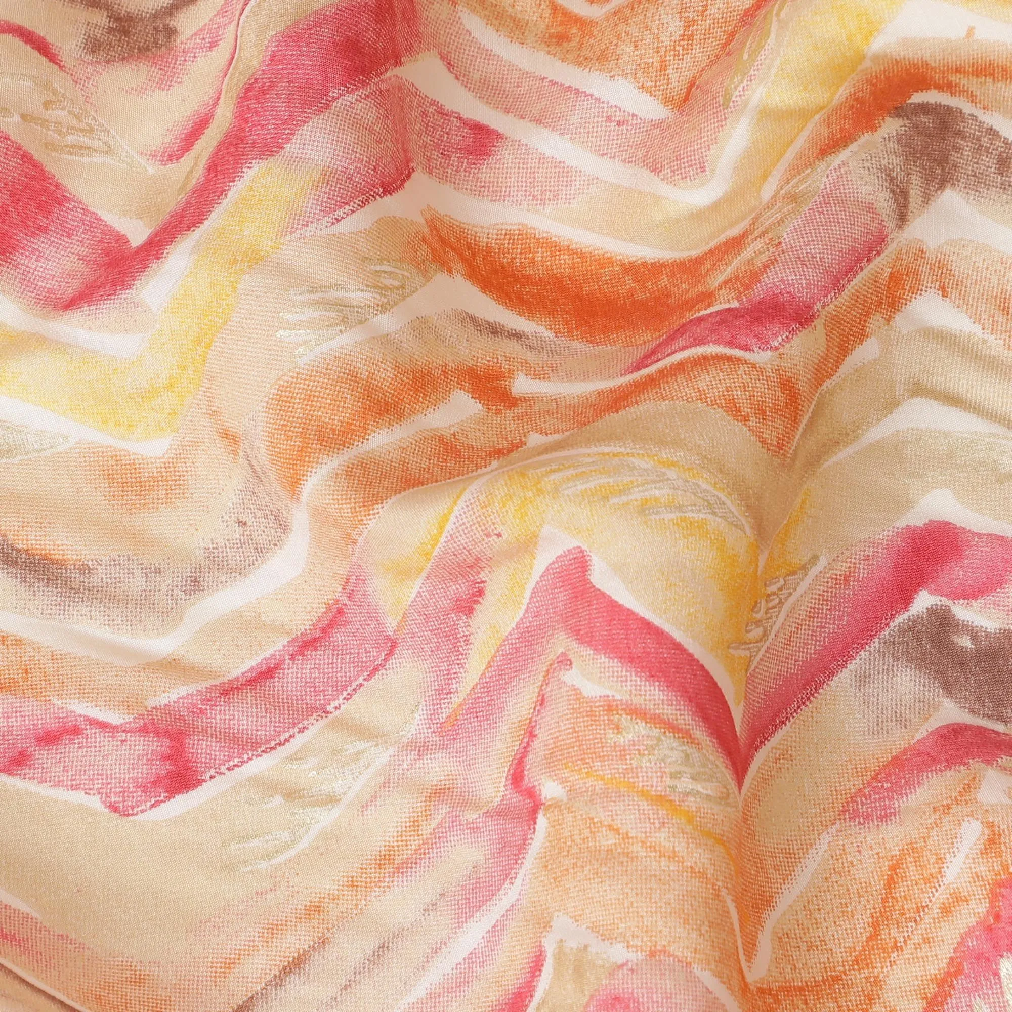 Sunset Chevron Viscose Fabric - 110cm Width, Artistic Blend, Buy Online by the Meter-D18019