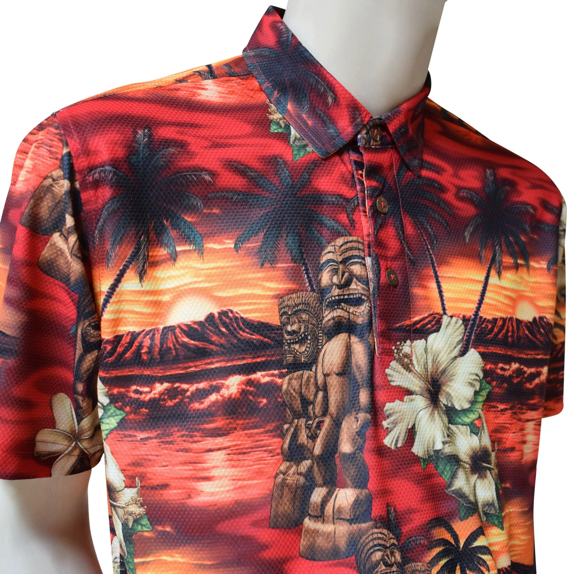 Sunset Printed Polo Shirt - Hawaiian All Over Pattern Premium Lightweight Fast-Drying Casual Men Unisex shirt