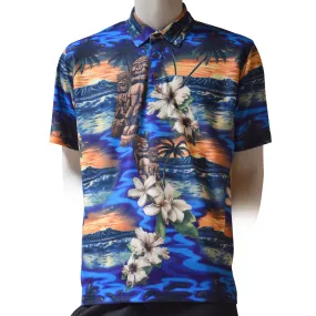 Sunset Printed Polo Shirt - Hawaiian All Over Pattern Premium Lightweight Fast-Drying Casual Men Unisex shirt