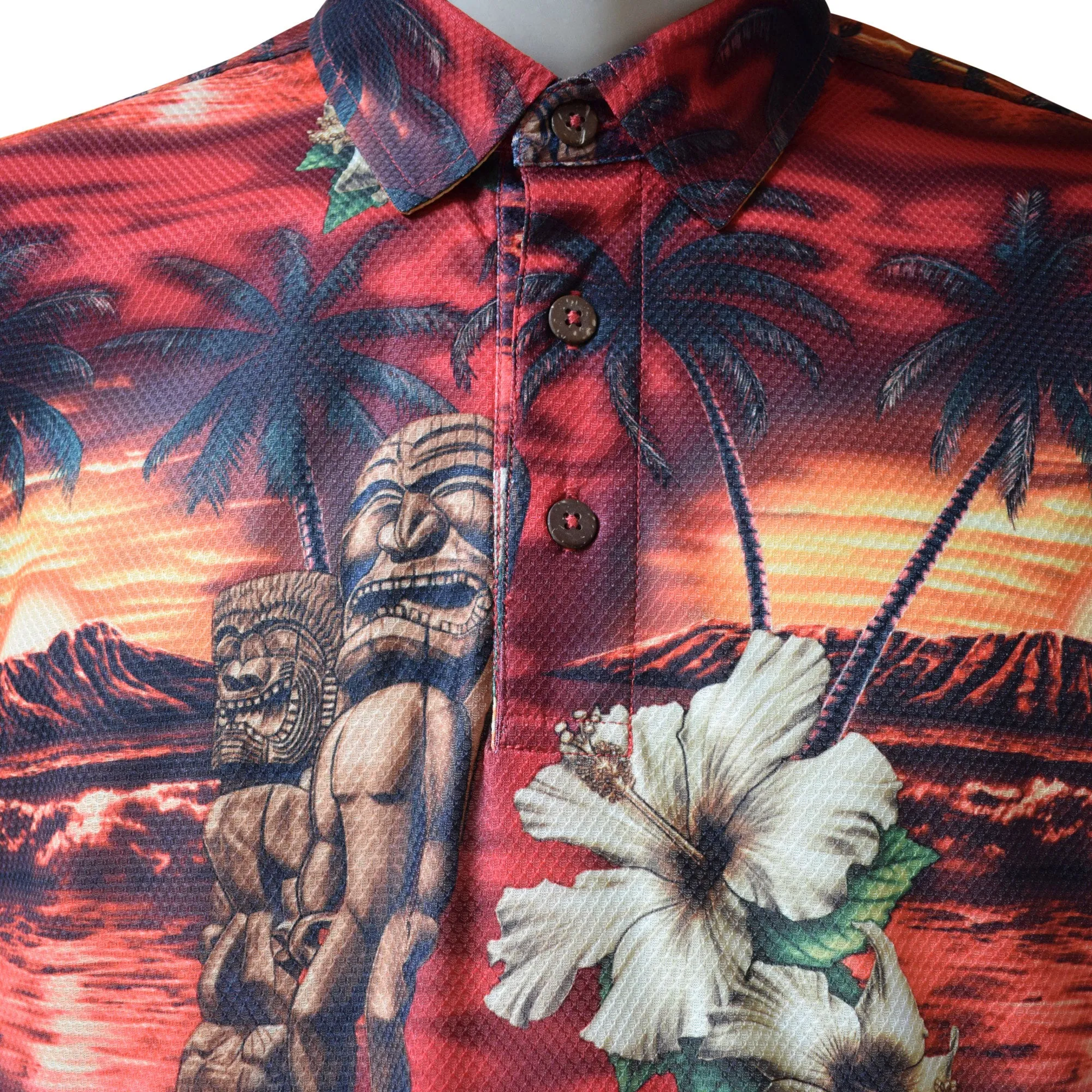 Sunset Printed Polo Shirt - Hawaiian All Over Pattern Premium Lightweight Fast-Drying Casual Men Unisex shirt