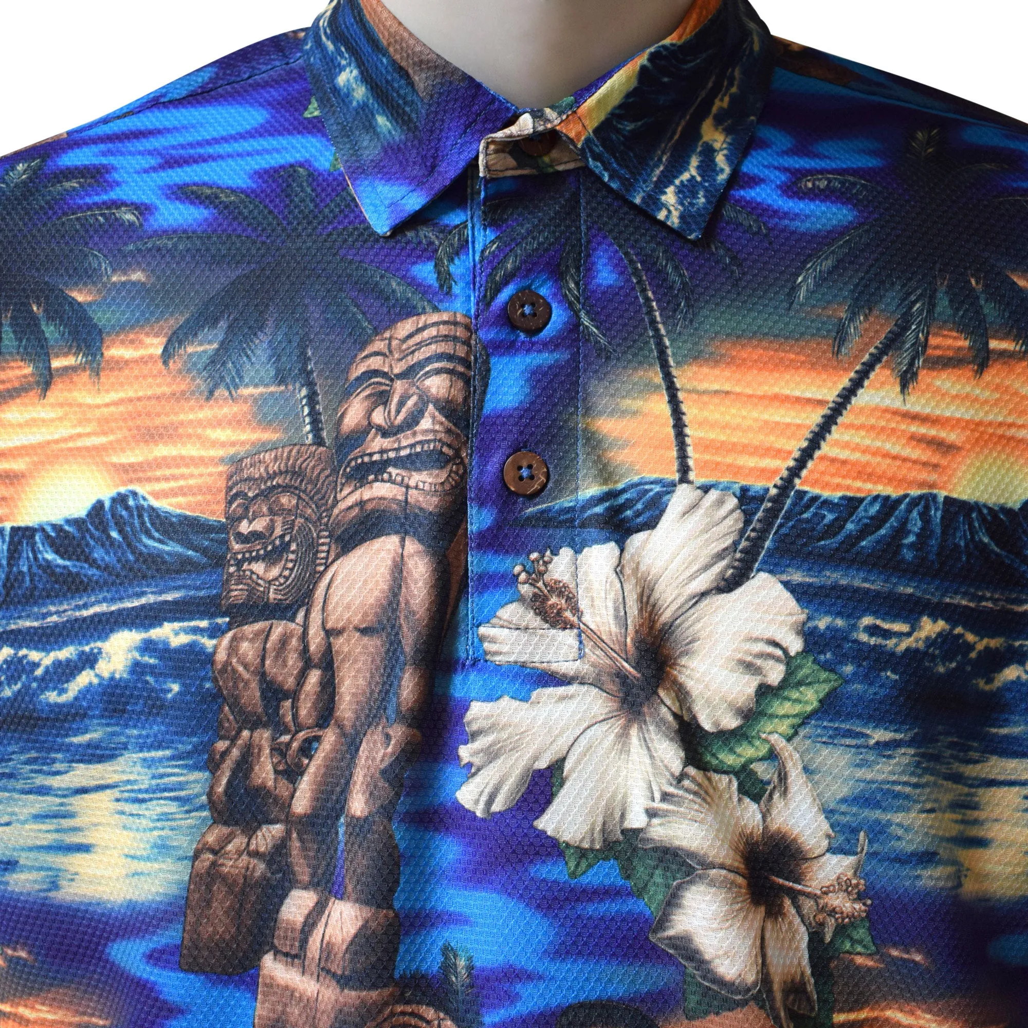 Sunset Printed Polo Shirt - Hawaiian All Over Pattern Premium Lightweight Fast-Drying Casual Men Unisex shirt