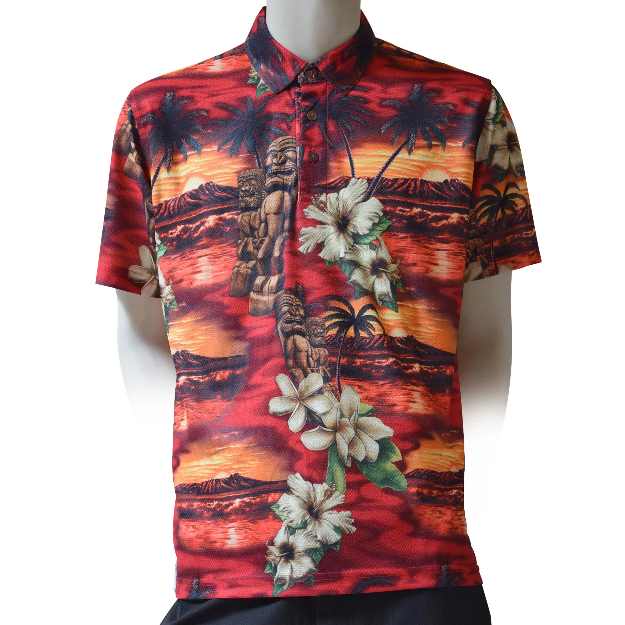 Sunset Printed Polo Shirt - Hawaiian All Over Pattern Premium Lightweight Fast-Drying Casual Men Unisex shirt