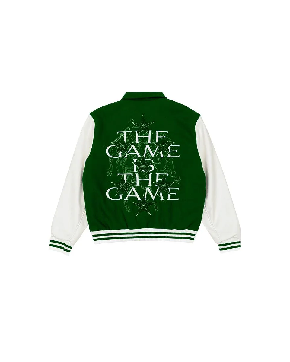 The Green print Varsity Jacket - Green / White