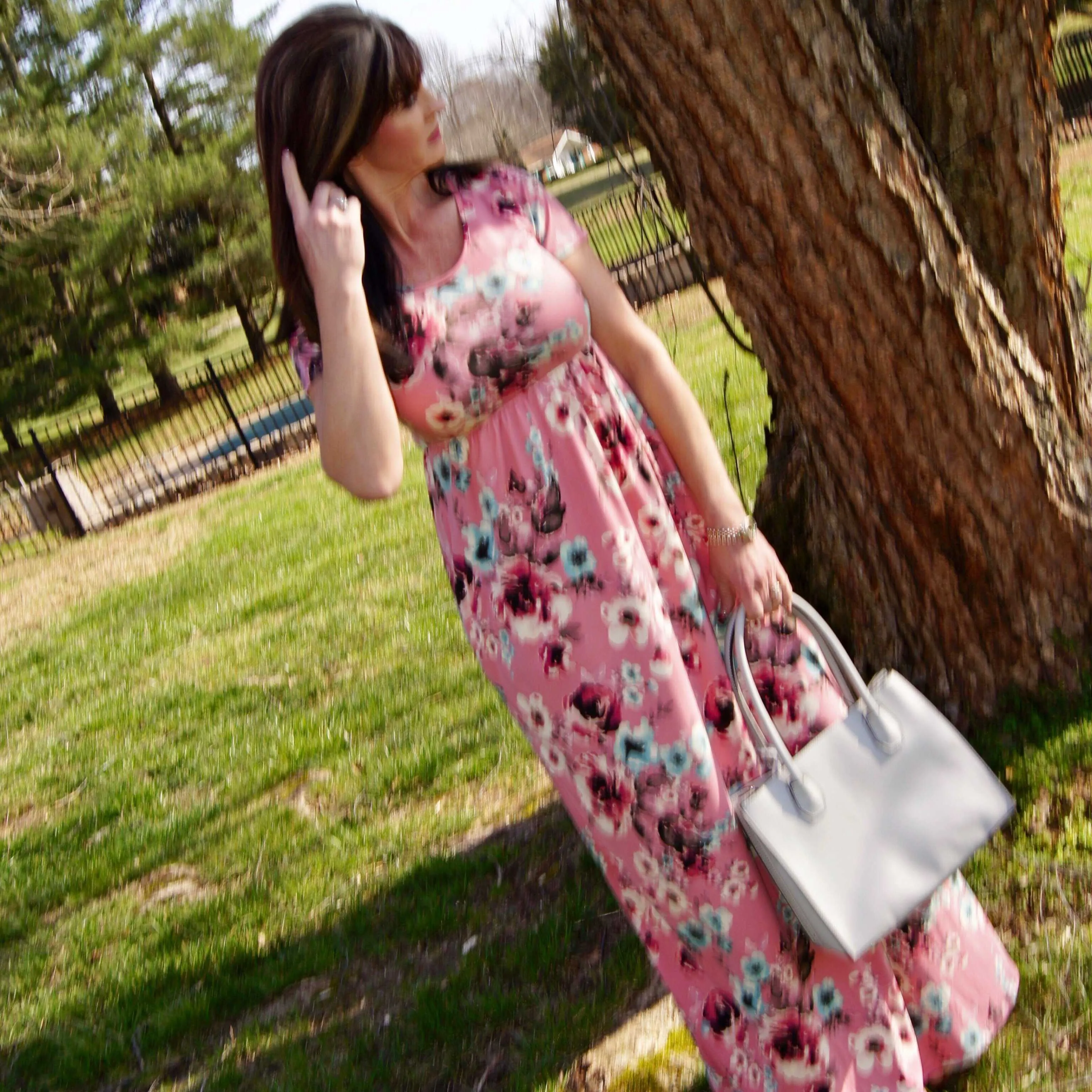 Timeless Love Pink Floral Side Pocket Maxi