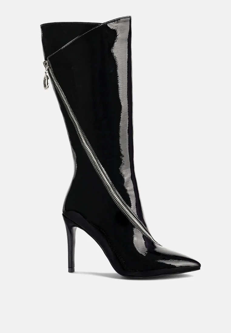 TSAROH Zip Around Calf Boot In Black