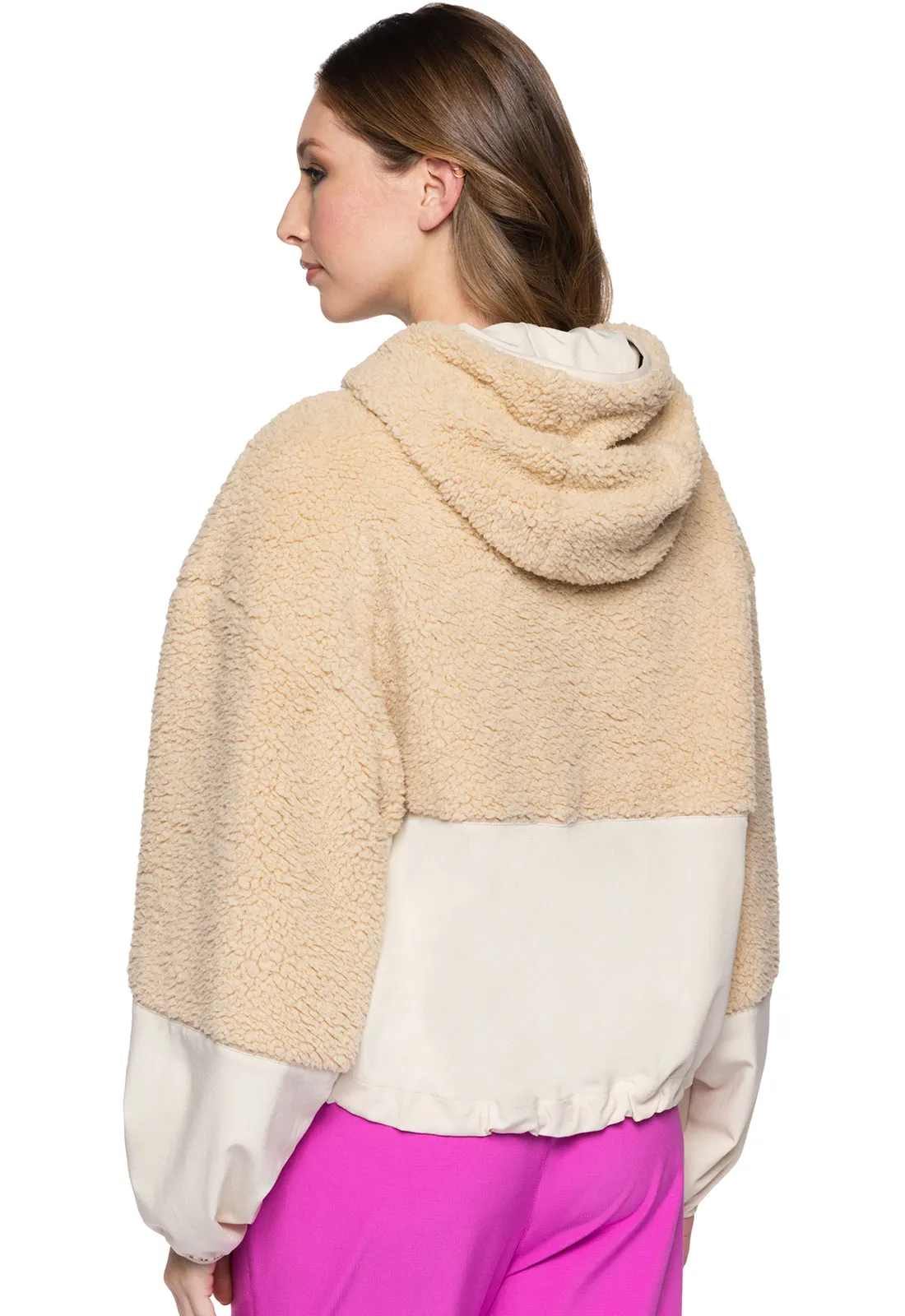 Two-Tone Sherpa Hooded Zip Pullover by Med Couture XS-2XL / Nitro Nude