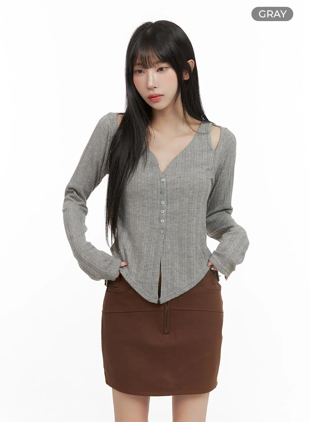 V-Neck Layered Buttoned Cardigan CS403