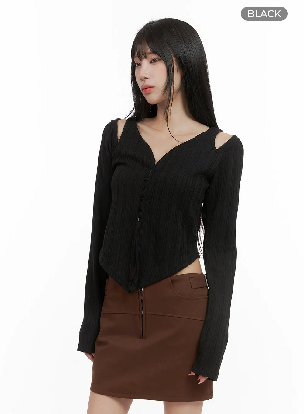 V-Neck Layered Buttoned Cardigan CS403