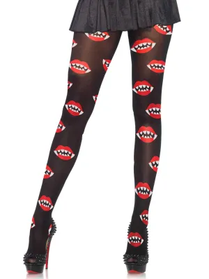 Vampire bite print pantyhose