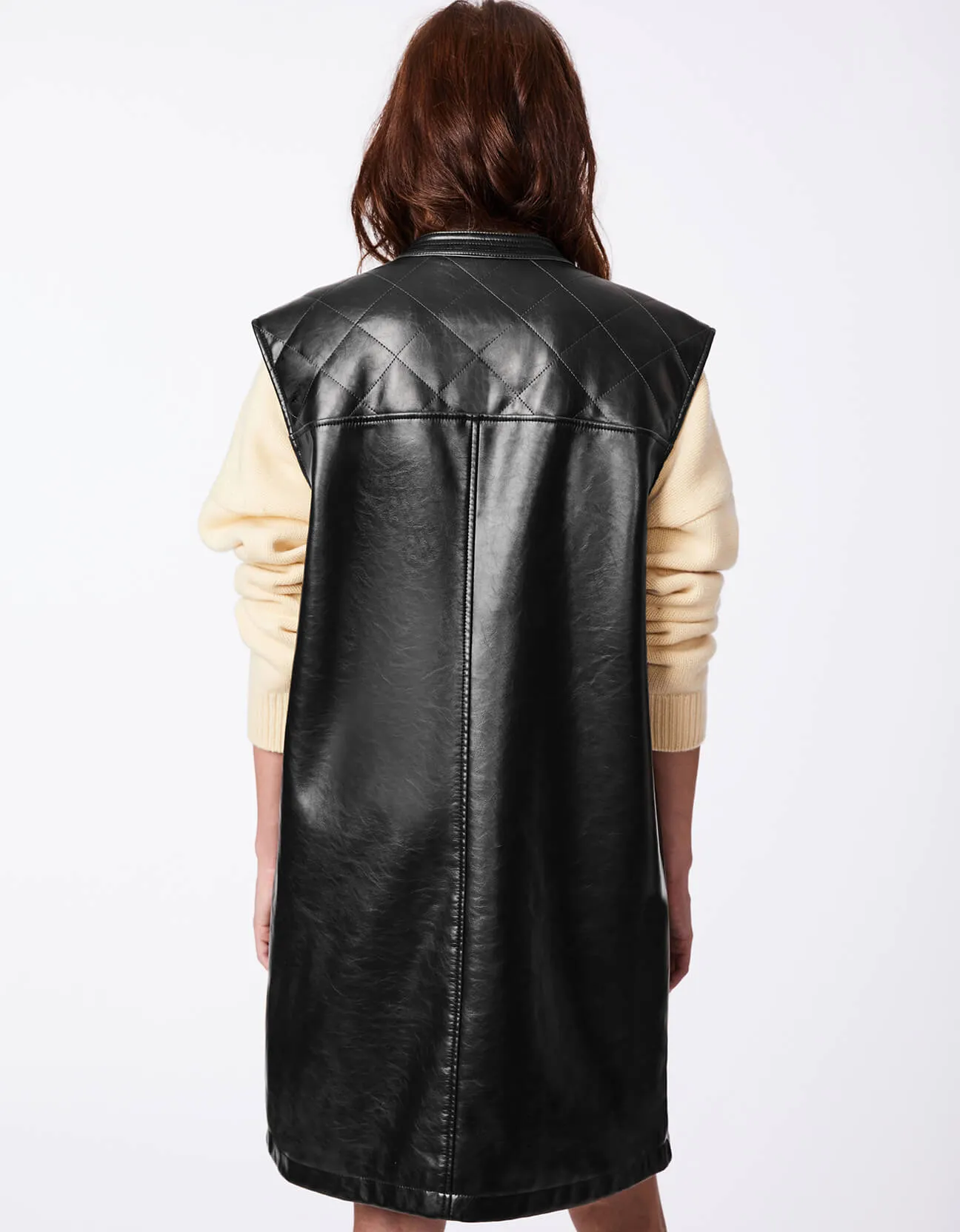 VEGAN LEATHER VEST COAT