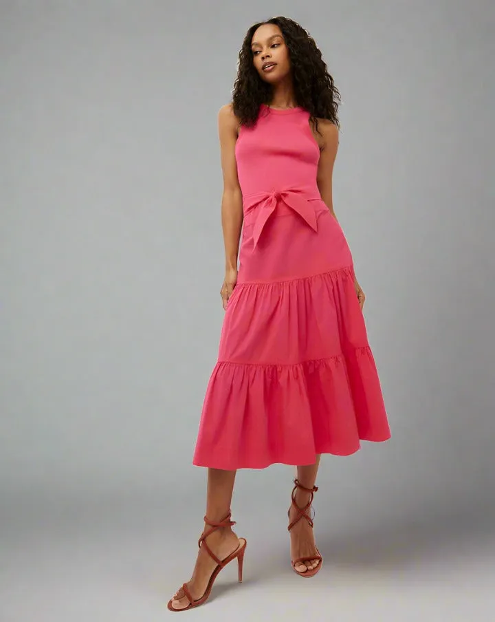 Veronica Beard AUSTYN TIERED DRESS- Fuchsia