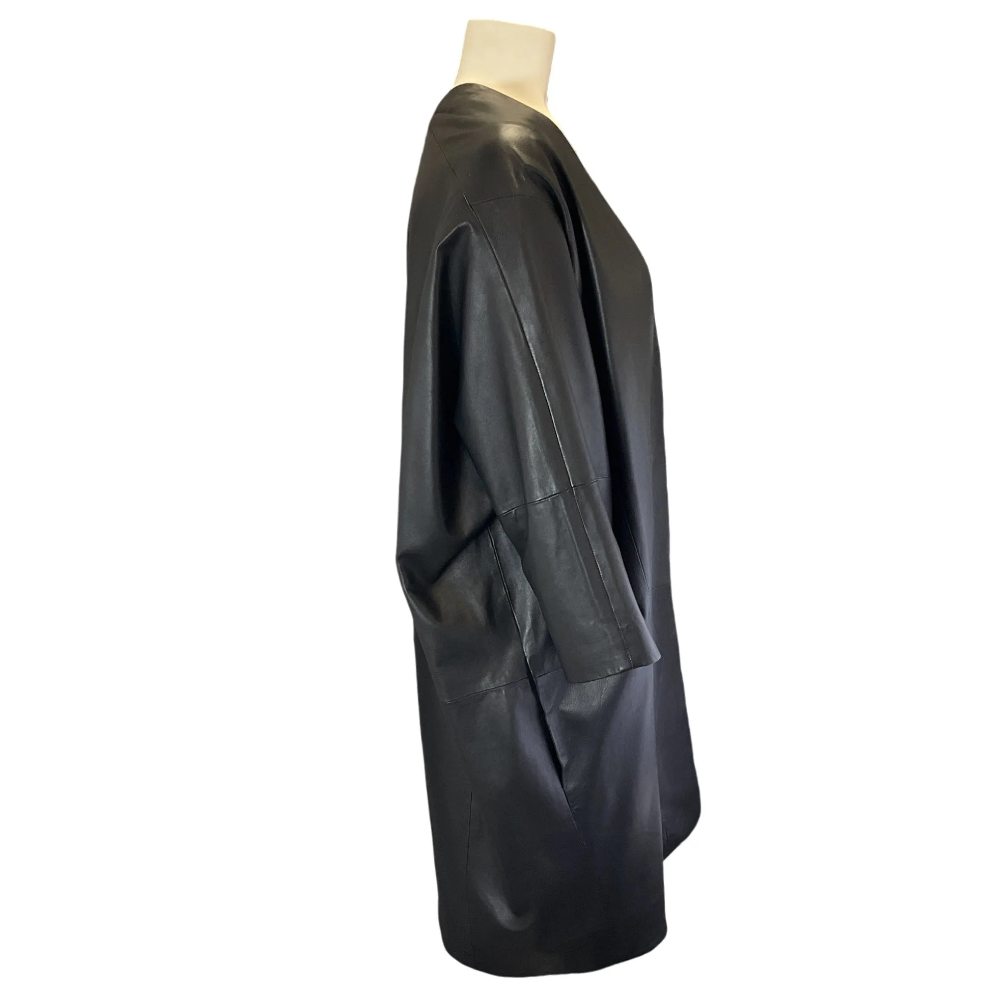 Vince Black Open Leather Coat