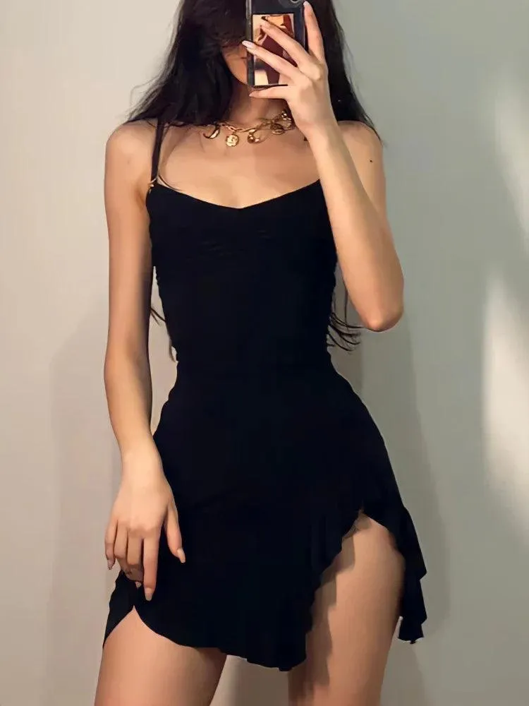 Vintage Black Ruffle Sundress: Chic Summer Fashion Essential