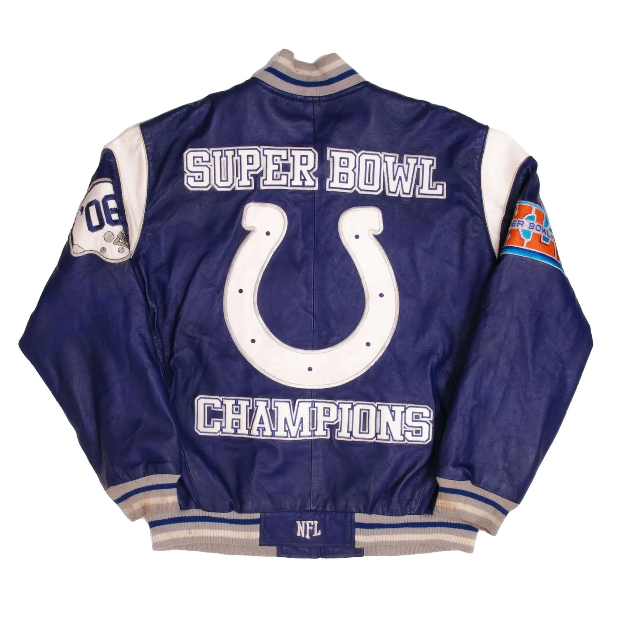 VINTAGE NFL INDIANAPOLIS COLTS SUPER BOWL CHAMPION 2006 LEATHER JACKET SIZE XL