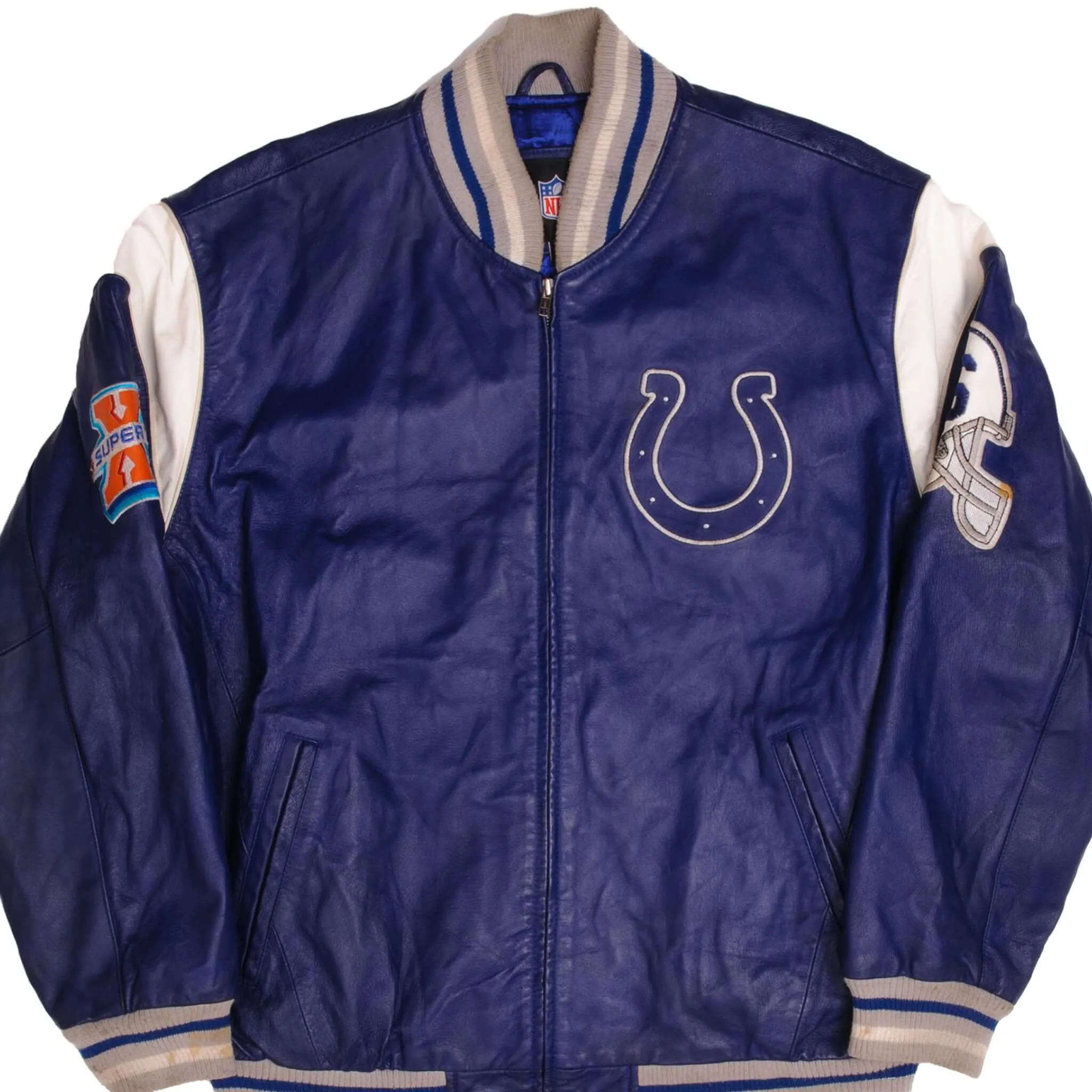 VINTAGE NFL INDIANAPOLIS COLTS SUPER BOWL CHAMPION 2006 LEATHER JACKET SIZE XL