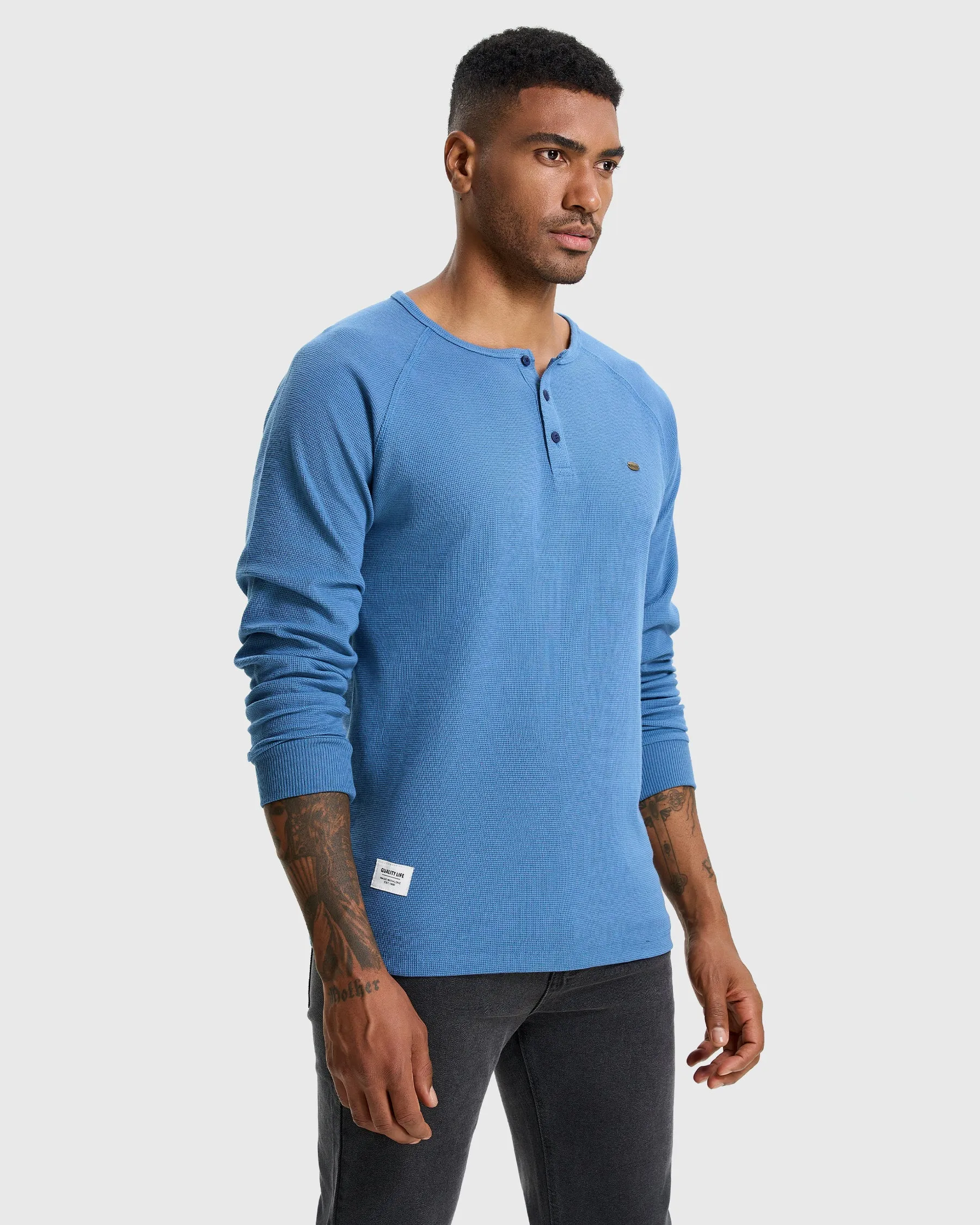 Waffle Henley Long Sleeve T-Shirt