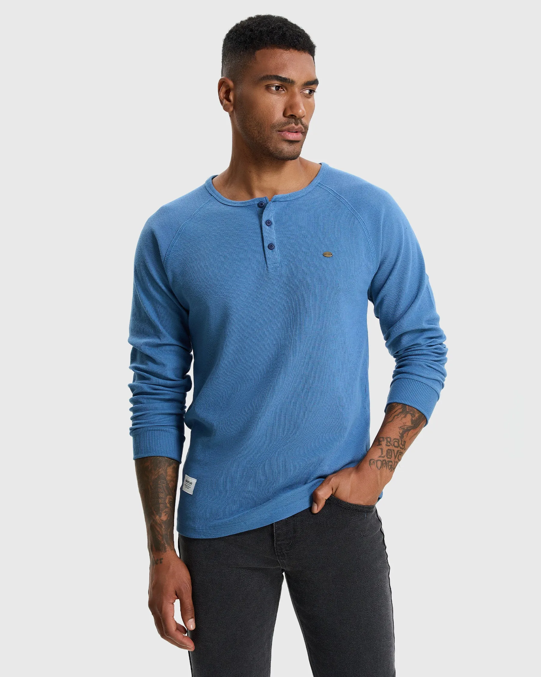 Waffle Henley Long Sleeve T-Shirt