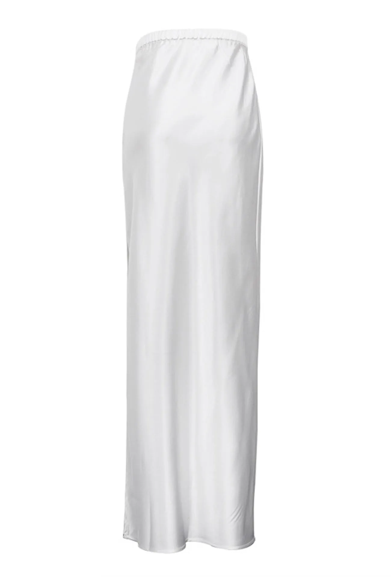 White Side Slit High Waist Maxi Skirt